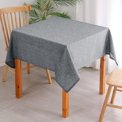 Hiasan Faux Linen Rectangle Tablecloth - Wrinkle and Stain Resistant Washable Table Cloth for Kitchen Dining Room Holiday Table Cover for Party Dinner, Grey, 90 x 132 Inch