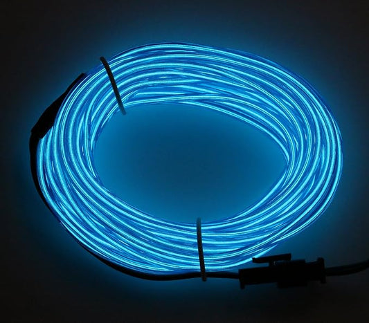 Searik EL Wire Neon Lights 16.4ft/5m, Portable Blue EL Wire Glowing Battery Powered Neon Rope Lights LED Strips for Halloween Decorations Party Favor Festival Car DIY Clothes Decor