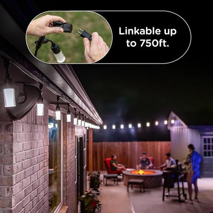 Enbrighten Modern Outdoor String Lights, 24ft, 12 Cylindrical Shatterproof Bulbs, Cool White 4000K, Weatherproof, Commercial Grade Patio Lighting, 87750