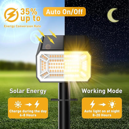 Solar Spot Lights Outdoor Waterproof IP65, [8 Pack/100 LED/4 Modes] Solar Landscape Spotlights, Auto On/Off High Lumens Spot Lights for Yard Garden Pathway(Warm White)