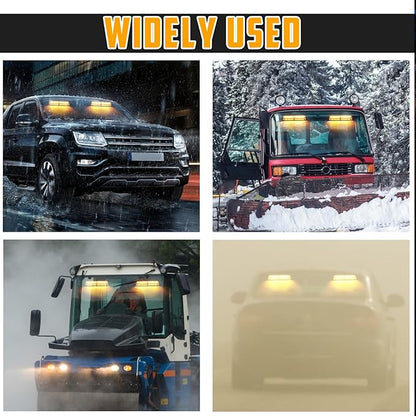 Amber LED Warning Dash Windshield Strobe Lights, 26 Modes 12/24V 2 x 8.4” Emergency Traffic Advisor 2 x 8.4 Inch Car Front/Rear Dash Windshield Strobe for Trucks Vehicles Snow Plow