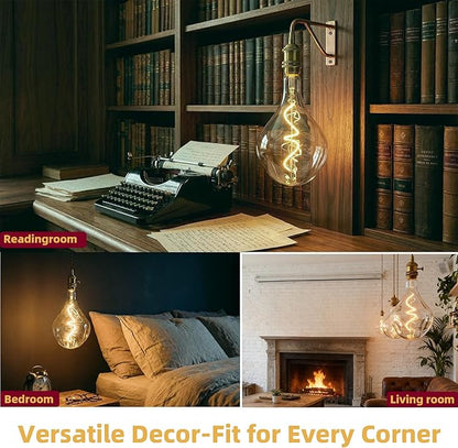 A165 Large Vintage LED Bulb,Dimmable 2700K Soft White Light,8W Oversized Edison Bulb Equivalent To 100W With E26 Base,Irregular Jumbo Globe For Pendant,Giant Decorative Light Floor Lamps 1Pack