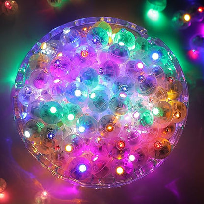 ZGWJ 100PCs Colorful Balloon Lights Mini, Battery Powered, Long Standby Time Waterproof Tiny Led Round Flash Light for Paper Lantern Balloon Party Easter Eggs Wedding Christmas Halloween Decorations