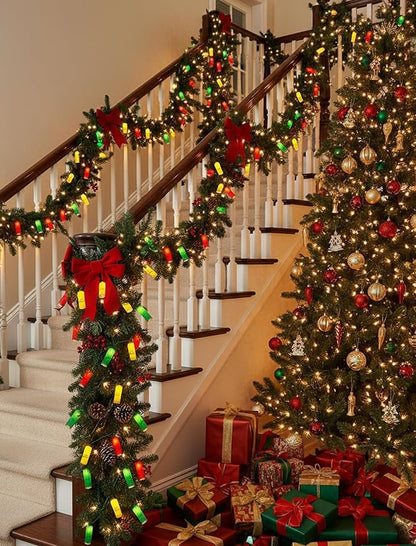 8.5Ft Multicolor Shotgun Shell String Lights Plug in, 10 LED Red Green Yellow Bullet Shape Lights, Connectable Hanging Bullets Lights for Patio Party Cinco de Mayo Mexican Fiesta Christmas Tree Decor