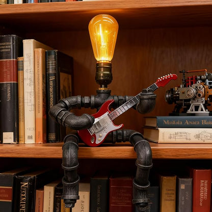 Cool Table Lamp - Vintage Steampunk Decor, A Very Relevant Gift for Music Fanatics & Guitar Aficionados