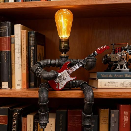 Cool Table Lamp - Vintage Steampunk Decor, A Very Relevant Gift for Music Fanatics & Guitar Aficionados