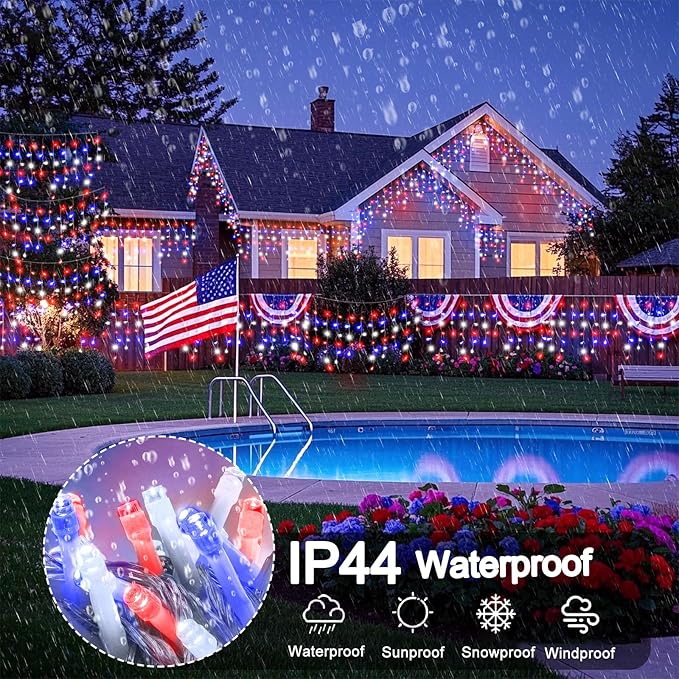 Christmas Lights Outdoor - 33ft 400LED Icicle Lights for Outside, Clear Wire Connectable Twinkle Light for House Party Holiday Patio Yard Decorations