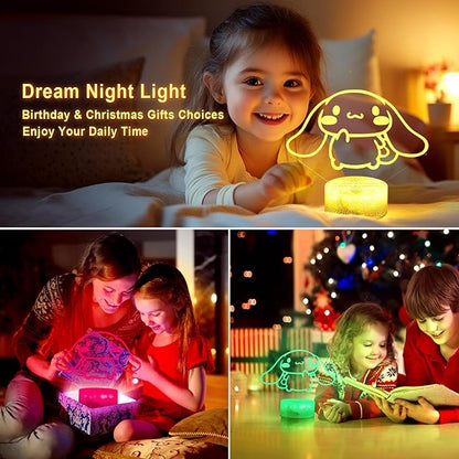 KIEAL 16 Colors Cartoon Night Light, Anime Character Change Decor Lamp with Remote, Dim, Timer, Fans Kids Gifts for Christmas Birthday Boys Girls