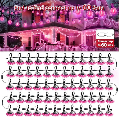 LAMPHOME 2 Pack 26FT G40 Pink Valentine's Day LED String Lights, 13 Shatterproof Globe Bulbs, Outdoor Hanging Patio Lights for Home Balcony Backyard Wedding Party Decor