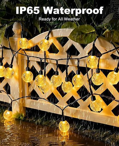 btfarm 4 Pack Solar String Lights Outdoor Waterproof, Each 49 FT 50 LED Solar Powered Patio Light, 8 Lighting Modes Crystal Globe Decor for Garden Yard Porch Party Wedding, Warm White