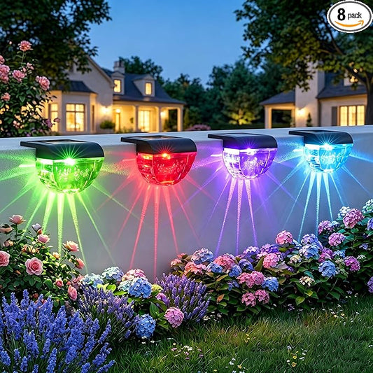 Melunar 8 Pack Solar Deck Lights Outdoor, Solar Step Lights Waterproof for Outside, Yard, Patio, Garden, Pool, Railing, Stairs, Fence (Color Changing)