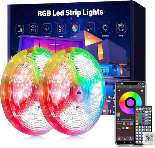 Ledagic 150 ft LED Lights for Bedroom Music Sync RGB LED Strip Lights with APP & Remote Control LED Lights for Room Home Party Christmas Wall Decor (2 Rolls of 75ft)