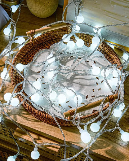 JOLYMOLY Globe String Lights 59 Ft 100 LED Fairy Lights Plug in with Remote Timer, Connectable Small Frosted Globe Christmas Lights for Bedroom Wedding Xmas Tree Indoor Outdoor Decor, Cool White