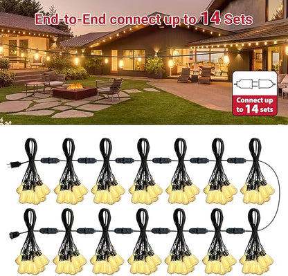 LAMPHOME LED Outdoor String Lights 100FT Patio Lights Waterproof 52 Shatterproof ST38 Edison Bulbs, Connectable Hanging Lights for Porch Deck Garden Backyard Balcony Party Christmas Cafe Decor