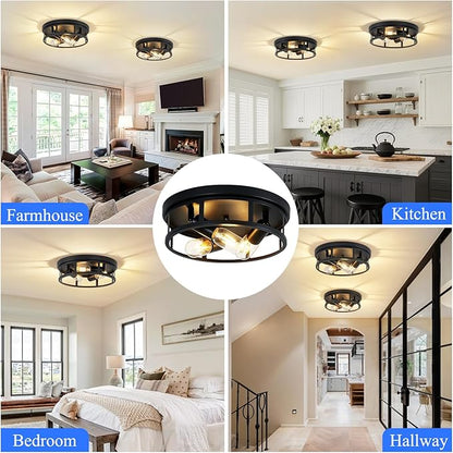 SKEJAO Ceiling Light Fixture,Black Flush Mount Ceiling Light,13 Inch Hallway Light fixtures Ceiling,Light Fixtures Ceiling Mount for Farmhouse,Kitchen (1, 13 inch)