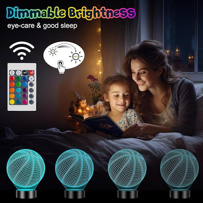Linkax Basketball Gifts Stocking Stuffers for Teens Boys Girls, Basketball 3D Illusion Night Light Christmas Gifts for Ages 8-13, 5-15 Year Old Boy Birthday Present Room Decor