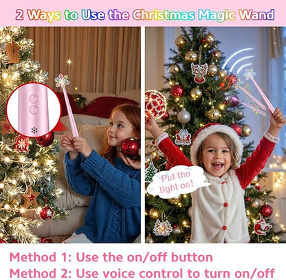 Christmas Tree Light Wand Remote - Voice Control Magic Wand Light Controller with Wireless Outlet Plug - Magical Christma Tree Lights Switch Wands for Kids, Xmas Gifts Outdoor Lighting Decoration