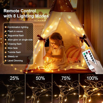 AIKEI 6 Pack LED Fairy Lights with Timer Battery Operated, Mini String Lights with Remote Waterproof 7ft 20 Led Firefly Starry Lighting for Wedding Party Bedroom Garden Christmas Decoration Warm White