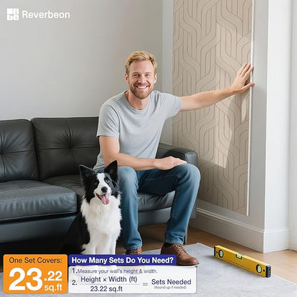 6 PCS Acoustic Panels, 23.6x23.6 Inch Sound Absorbing Panels, Decorative Acoustic Wall Panels for Recording and Home Studio, Office with Double-Sided Adhesive Tape