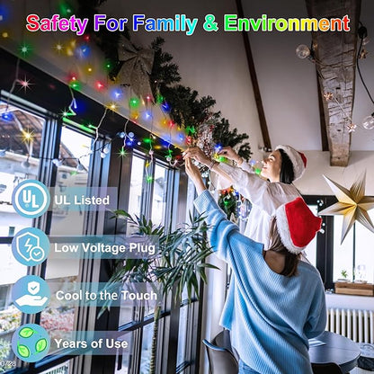 QUHUATU 792 LED Christmas Outdoor Lights with 176 Drops, 82ft Hanging Curtain Lights 8 Modes, Christmas Fairy Lighs with Timer & Memory for House Roof Holiday Wedding ChristmasDecor (Multicolor)