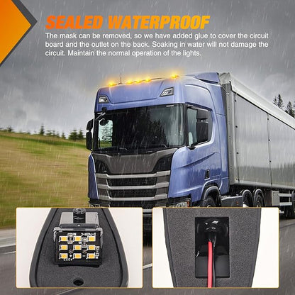 Nilight Cab Roof Marker Light 5 PCS Amber Teardrop Top Clearance Indicator Lights Waterproof Surface Mount Running Lamp for Heavy Duty Trucks Trailer Camper RV Tractor
