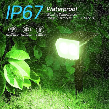 Consciot Solar Spot Lights Outdoor, Christmas Color Changing Lights Waterproof, 10 Colors Dusk-to-Dawn Landscape Spotlights, Outdoor Christmas Decorations for Garden Yard, 6 Pack