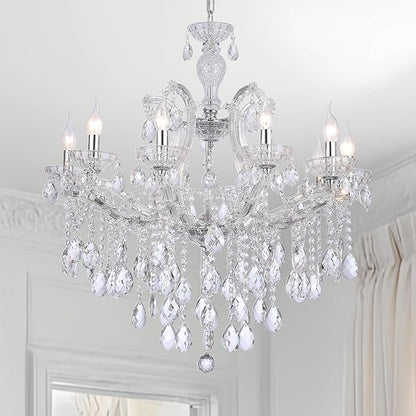Modern Crystal Chandelier Lighting Fixture, 10 Lights Luxury Maria Theresa Chrome Chandeliers for Dining Room, Living Room, Bedroom, Kitchen Island, Foyer