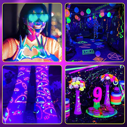 2 Pack 200W LED Black Light, IP66 Waterproof Outdoor Blacklight Flood Light Spotlight with Plug, Switch, Cord for Neon Glow Party Fluorescent Poster Body Paint Stage Lighting Halloween Decor