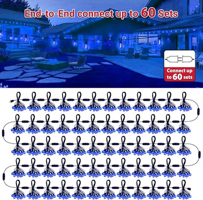 LAMPHOME Blue LED Outdoor String Lights, 26FT Patio Lights with 12+1 Shatterproof Edison Bulbs, UL Waterproof Connectable Outdoor Hanging Lights for Backyard Porch Garden Deck Balcony Decor