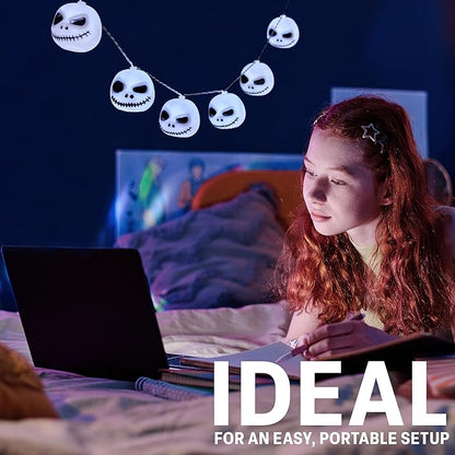 Disney The Nightmare Before Christmas LED String Lights for Kids, Teens, Adults, 10 Jack Skellington 65” Fairy Lights, Gifts for Kids (White Nightmare Before Christmas)