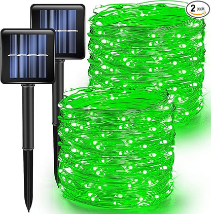 TW SHINE Green Solar String Lights Outdoor, Total 80 FT 240 LED Solar Powered Waterproof Fairy Lights 8 Modes Copper Wire Christmas St. Patrick's Day Party Tree Wedding Yard Decorations, 2 Pack