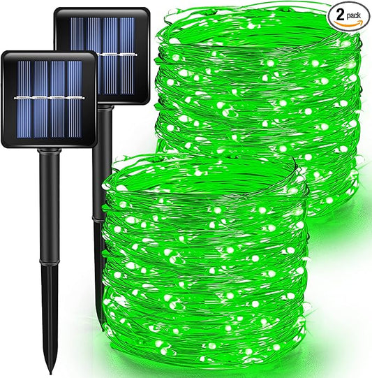 TW SHINE Green Solar String Lights Outdoor, Total 80 FT 240 LED Solar Powered Waterproof Fairy Lights 8 Modes Copper Wire Christmas St. Patrick's Day Party Tree Wedding Yard Decorations, 2 Pack