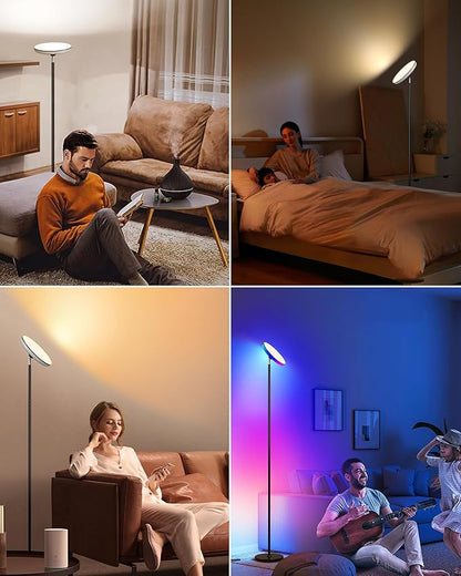 OHLUX Floor Lamps for Living Room, Bright LED Standing Lamp with Remote, Modern Color Changing Tall Lamp with Stepless Dimming, 69" Corner Floor Lamp for Bedroom, Office, RGB Black