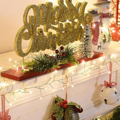 Fairy Lights Plug in 65Ft 1000LED Warm Christmas Garland Lights with Timer Remote Waterproof Firecracker Twinkle Cluster String Light for Bedroom Wreath Party Wreath Tree Decor Green Wire