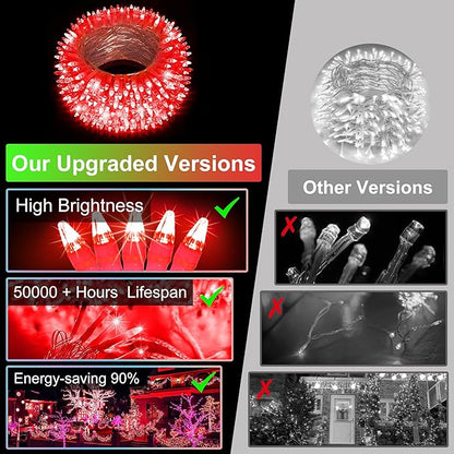 1500LED Valentine Lights Outdoor Use, 470ft 12 Modes Red Valentines Day Decorations with Timer Dimmable, Waterproof Christmas Lights for Xmas Patio Yard Fence Balcony Garden Party