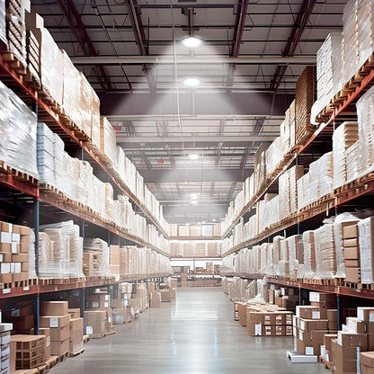 Amico UFO LED High Bay Light 150W 21000lm 5000K High Bay LED Shop Lights for Workshop Warehouse Barn with UL Listed US Hook 5' Cable Alternative to 650W MH/HPS for Commercial Lighting Fixture - 6 Pack