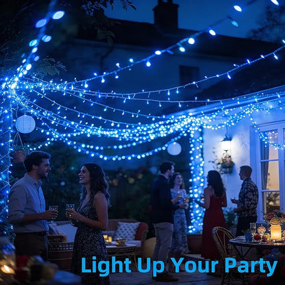 1500 LED 470FT Blue Birthday Party Decorations String Lights with 12 Modes Timer Dimmable, Waterproof Green Wire Christmas Lights Outdoor, Plug in Fairy Lights for Wedding, Ocean Party, Xmas Decor
