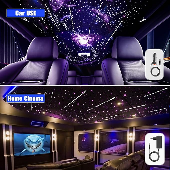 Meteor 20W Twinkle Starlight Headliner Kit, Star Lights for Car with Bluetooth APP/Remote/Music Mode, Fiber Cable 1000pcs*0.03in*13.1ft+Shooting Star kit for Car Roof & Home Decoration