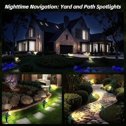 Spotlight Outdoor – 120V Plug-in, 2700K Warm White LED Landscape Spot Lights with RGB 3 Lenses for Yard, Garden, Lawn&Tree Decor, IP67 Waterproof, Perfect for Holidays&Everyday (2 Pack, Green)