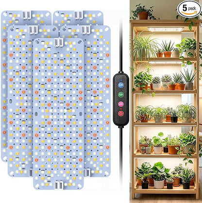 SDOVUERC Full Spectrum 960 LEDs Grow Lights,60W Plant Grow Lights for Indoor Plants with Daisy Chain Function, Sunlike Spectrum,4/8/12/16/20H Timer for Seed Starting(Pack5)
