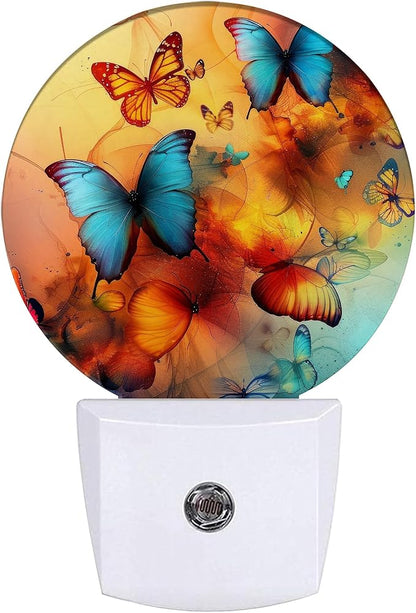 Colorful Butterfly Night Light,Night Lights Plug into Wall for Kitchens Toilets Bedroom Decorative Half Round Nightlight Led Lamp 0.5W Sleep Friendly