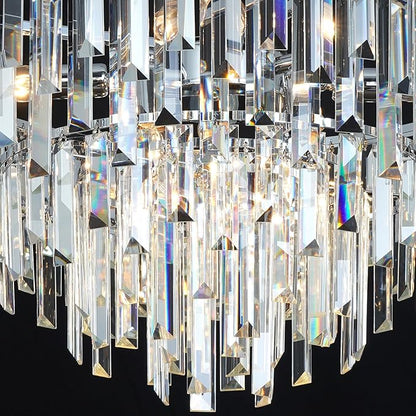 Chrome Crystal Chandelier for Dining Room, 24" Modern Luxury Chandeliers 5-Tier 8 Lights Contemporary Round Ceiling Pendant Light Fixture for Living Room Bedroom Foyer Entryway