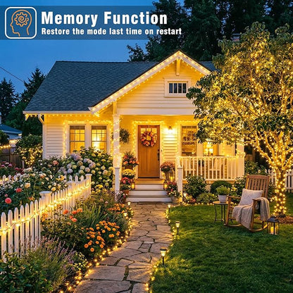 100FT 300 LED Christmas Lights Outdoor, Plug in String Lights Indoor Waterproof, Connectable 8 Modes Fairy Twinkle Lights for Outside Bedroom Classroom Wedding Backyard Decorations, Warm White