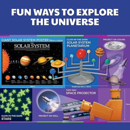 4M - STEAM Space Exploration - Build & Paint Solar System Planetarium Model, Assemble Space Toys Projector with Slides, Includes Glow Stars & Poster - Educational Science Planet Toys Kit, Kids Ages 5+
