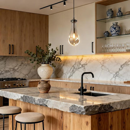 Raindrop Pendant Light Kitchen Island, Modern Black Teardrop Pendant Lights,Dimmable Rain Pendant Lighting Dining Room Light Fixture Bronze Raindrop Lighting for Living Room Hallway, Including Bulb