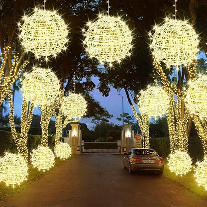 Baung Christmas String Lights Outdoors,4 Pack 15.74" Sphere Lights,Ball Tree Garden Globe Lights for Home, Party, Christmas, Porch Patio,Wedding, Garden,Tree Decoration with Plug