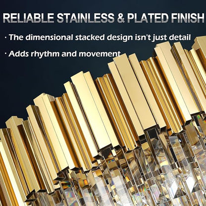 Foyer Chandeliers for High Ceilings Gold Chandelier Light Fixture Crystal Chandeliers for Dining Room Extra Long Modern Chandelier for Living Room Bedroom Entrance Stairway Empire