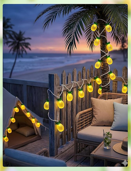 GOOTHY Pineapple String Lights, 8.5Ft Tropical Beach Themed Party Decorations Patio String Lights with 10 Pineapple Lights for Outdoor Home Summer Party Camping Bars Hawaiian Theme Wedding Decor