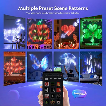 JMEXSUSS App-Controlled RGB Curtain Lights, 400 LED 6.5x6.5ft Color Changing String Lights, DIY Functions, Smart Holiday Lights for Bedroom, 4th of July, Halloween, Party, Xmas, Indoor, Outdoor Decor