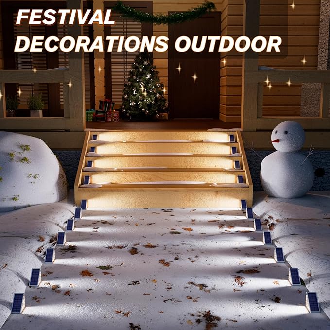 VOLISUN Solar Step Lights Outdoor Waterproof, LED Outdoor Stair Lights, Solar Step Light for Outside, Warm&Cool White Deck Light Decor for Stair,Front Porch and Patio(Gray,12 Pack)